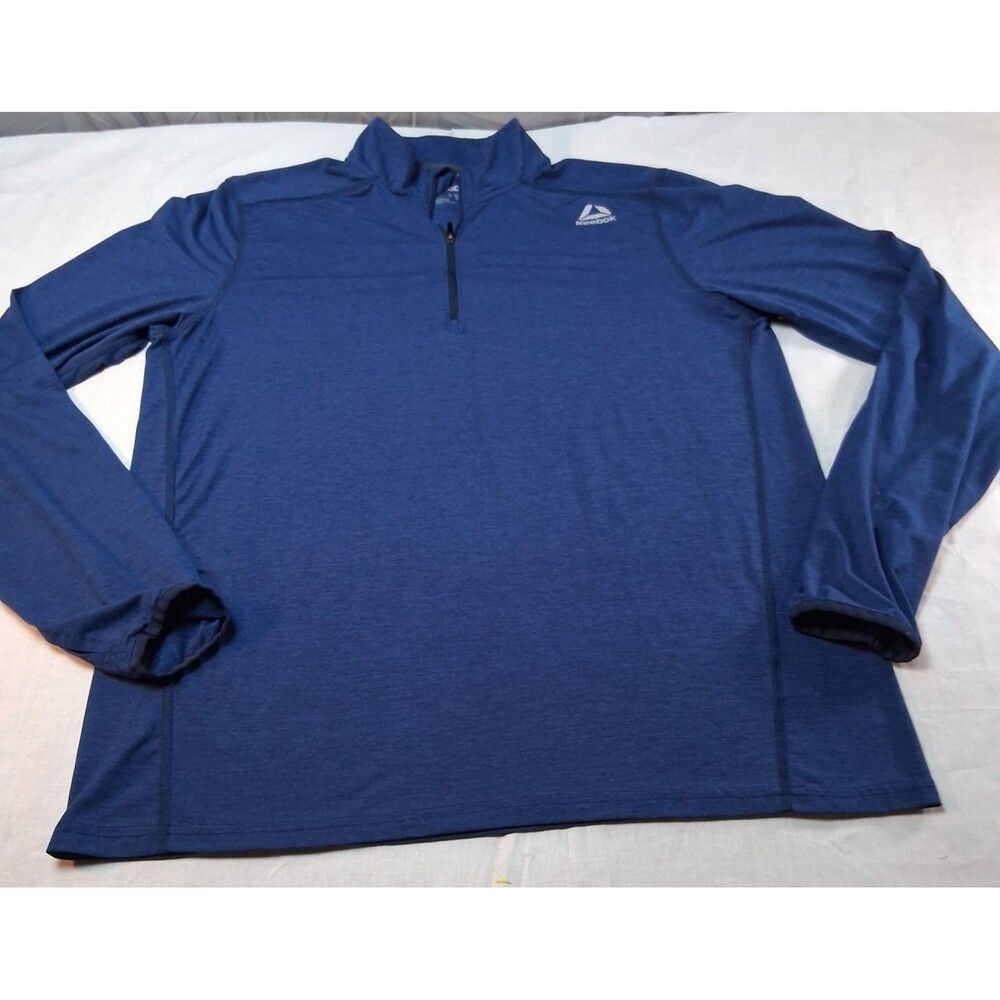 Reebok Mens Blue Long Sleeve 1/4 Zip Performance‎ Top Jogging Athleisure Sz L